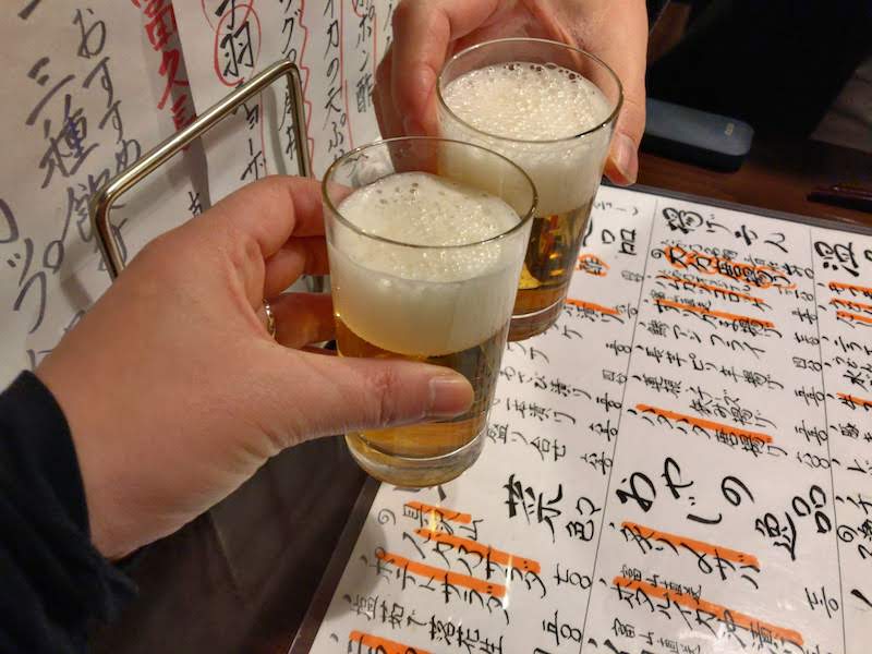 仙川「武蔵野うどん 和酒たか乃」乾杯